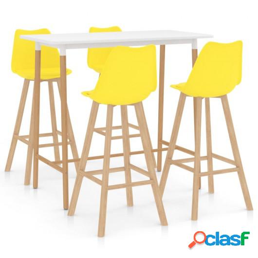 Mesa alta y taburetes de bar 5 piezas amarillo