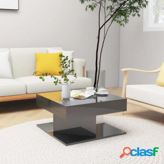 Mesa de centro de aglomerado gris brillante 57x57x30 cm