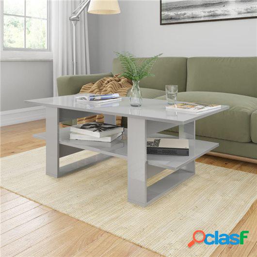 Mesa de centro de aglomerado gris con brillo 110x55x42 cm