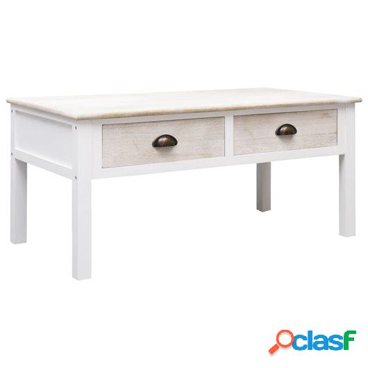 Mesa de centro de madera blanco y natural 100x50x45 cm