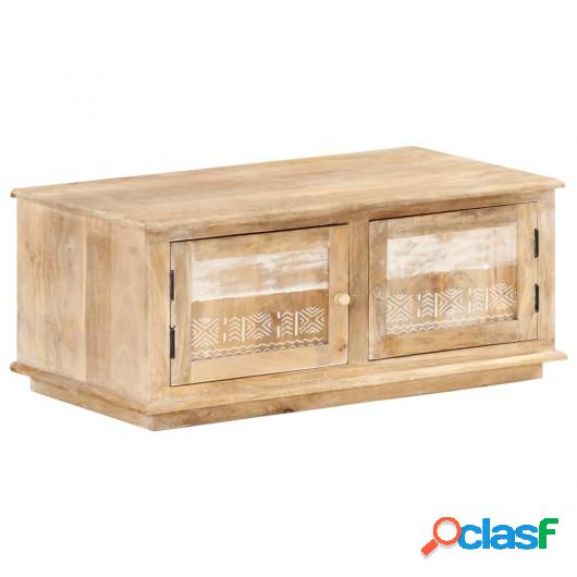 Mesa de centro de madera maciza de mango 90x49x37 cm
