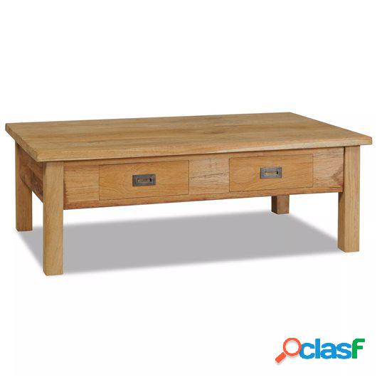 Mesa de centro de teca maciza 100x60x35 cm