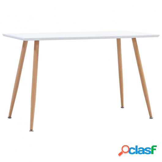 Mesa de comedor MDF blanco y color roble 120x60x74 cm