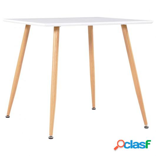 Mesa de comedor MDF blanco y color roble 80,5x80,5x73 cm
