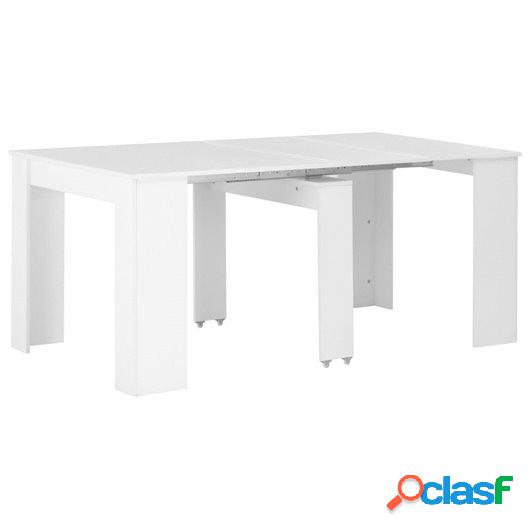 Mesa de comedor extensible blanco brillante 175x90x75 cm