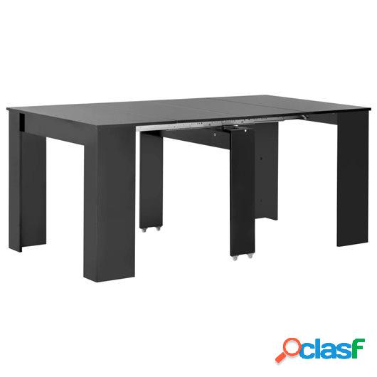 Mesa de comedor extensible negro brillante 175x90x75 cm