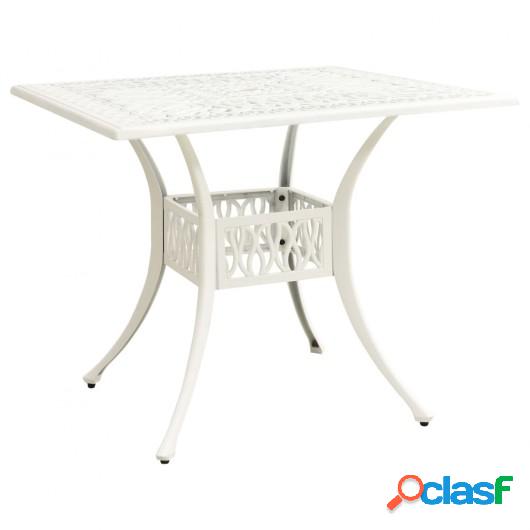 Mesa de jardín aluminio fundido blanco 90x90x73 cm