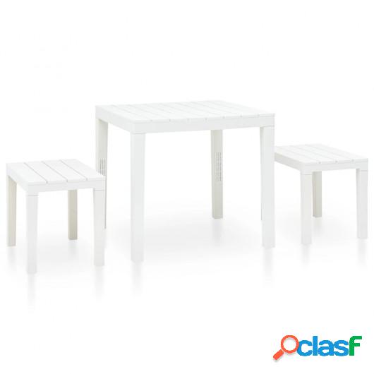 Mesa de jardín con 2 bancos plástico blanco