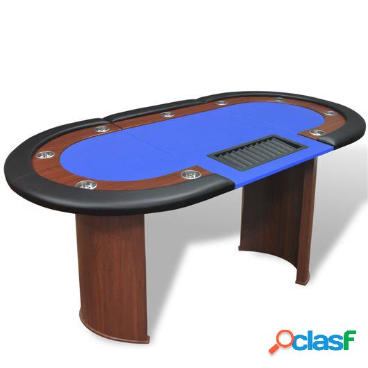 Mesa de póker 10 jugadores bandeja de fichas y zona de