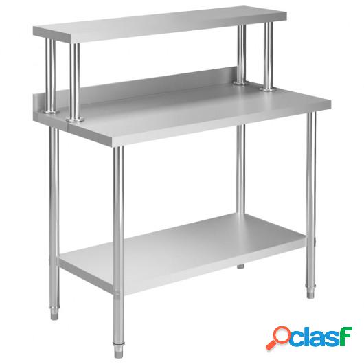 Mesa de trabajo de cocina con estante acero inox 120x60x120