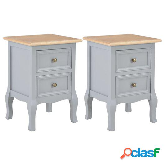 Mesita de noche 2 unidades MDF 35x30x49 cm gris