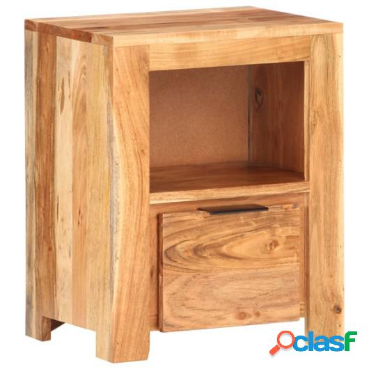 Mesita de noche de madera maciza de acacia 40x30x50 cm