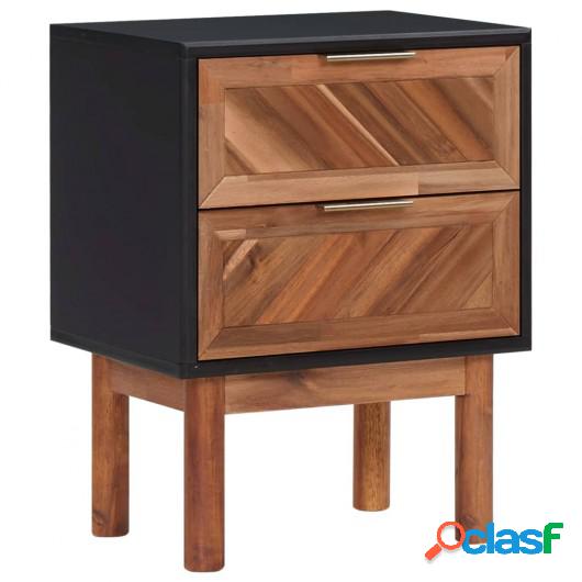 Mesita de noche madera maciza acacia y MDF 40x30x53 cm