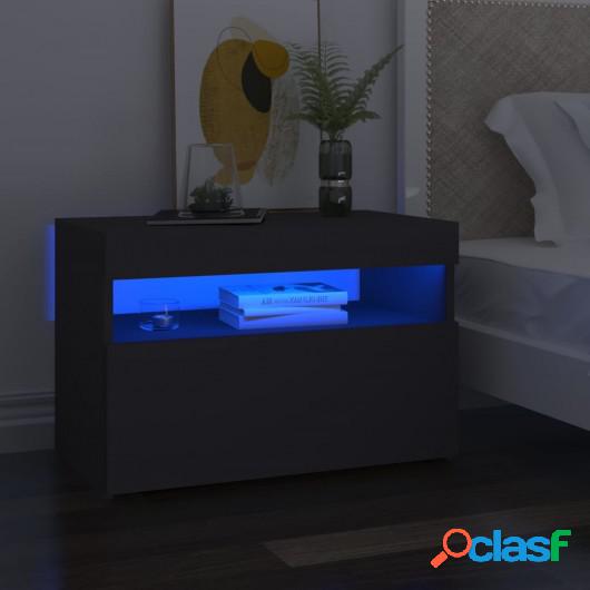 Mesita de noche y luces LED 2 uds gris 60x35x40 cm