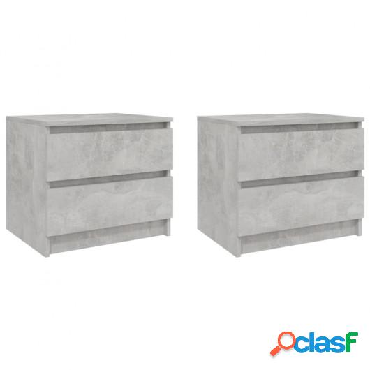 Mesitas de noche 2 uds aglomerado gris hormigón 50x39x43,5