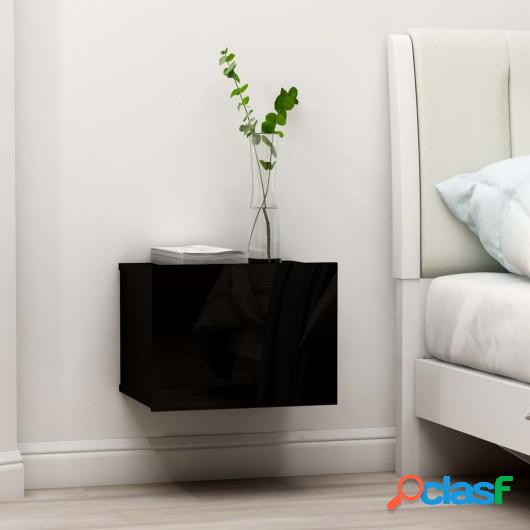 Mesitas de noche 2 uds aglomerado negro brillante 40x30x30