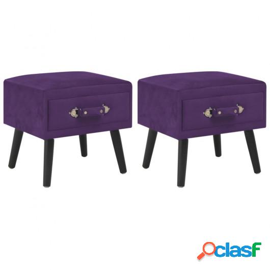 Mesitas de noche 2 unidades 40x35x40cm terciopelo morado