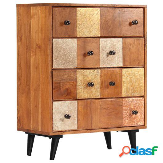 Mueble con cajones de madera maciza de acacia 60x30x75 cm