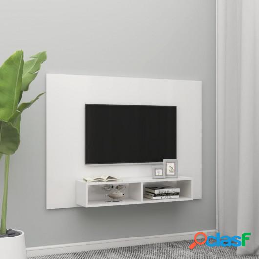 Mueble de TV de pared aglomerado blanco brillo 135x23,5x90