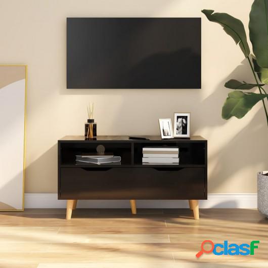 Mueble para TV de aglomerado negro brillante 90x40x48,5 cm