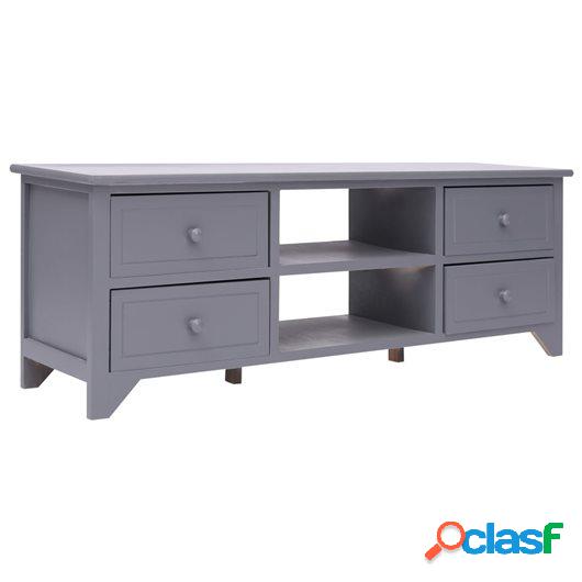Mueble para TV de madera de Paulownia gris 115x30x40 cm