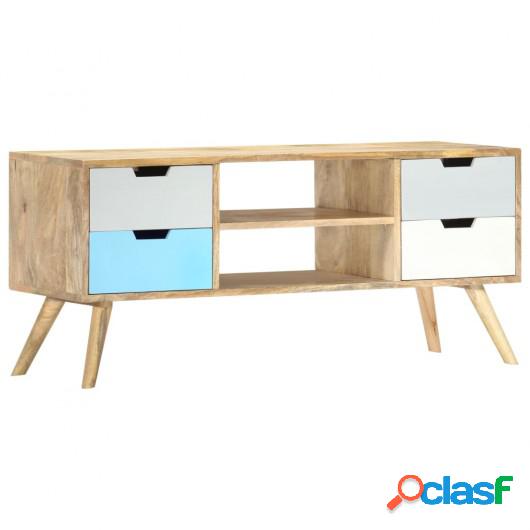 Mueble para TV de madera maciza de mango 110x35x48 cm