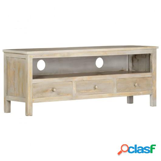 Mueble para TV de madera maciza de mango gris 120x30x45 cm
