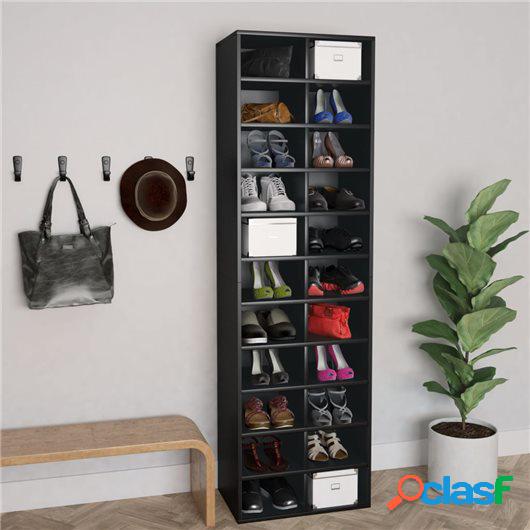 Mueble zapatero de aglomerado negro 54x34x183 cm