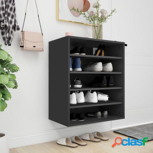 Mueble zapatero de aglomerado negro 60x35x70 cm