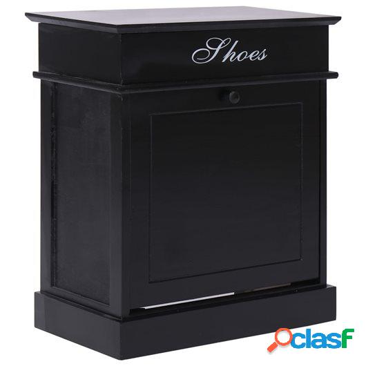 Mueble zapatero de madera de Paulownia negro 50x28x58 cm