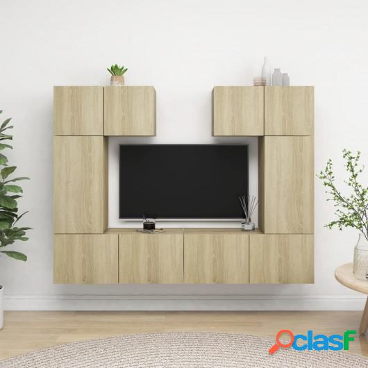 Muebles de pared de TV 6 pzas aglomerado color roble Sonoma