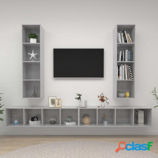 Muebles de pared para TV 4 uds aglomerado gris hormigón