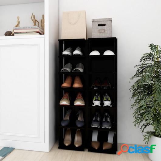 Muebles zapateros 2 uds negro 25x27x102 cm