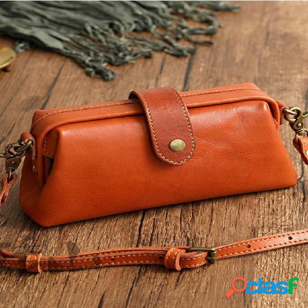 Mujer vendimia Cuero PU Cilíndrico Bolsa Crossbody Bolsa