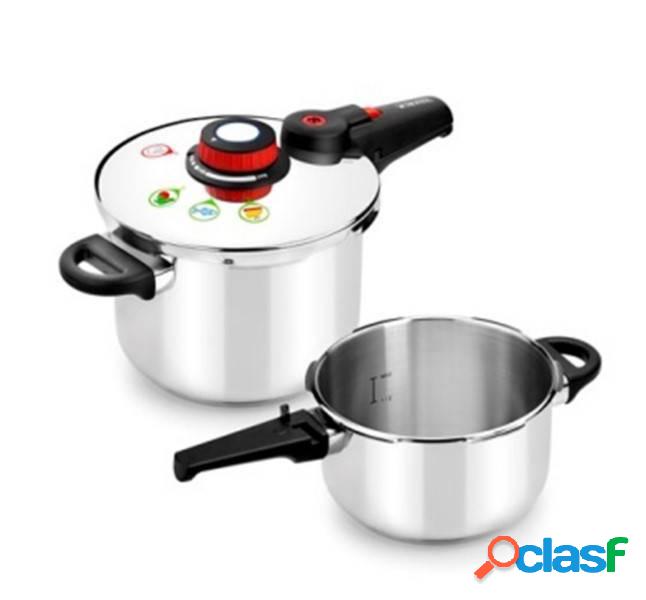 Olla Cocina Presion Super Rapida 4+6L Acero Inox Selecta