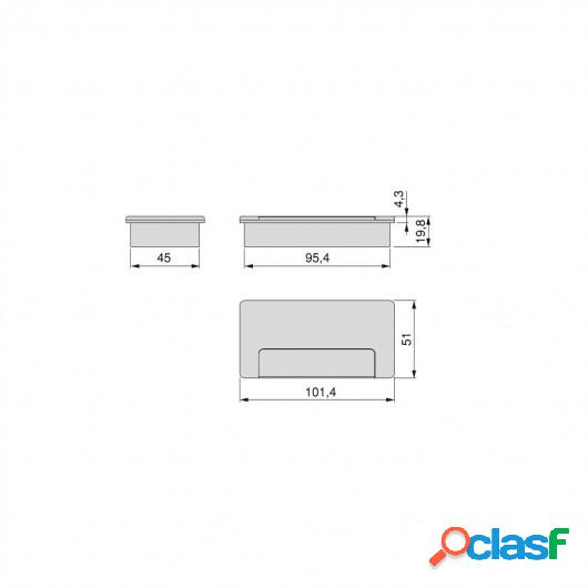 Pasacables Plasquare 1 para mesa, Plástico, Blanco, 5 ud