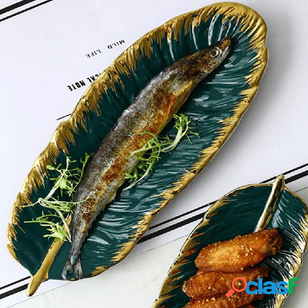 Phnom Penh Plátano de plumas verde oscuro Hoja Placa