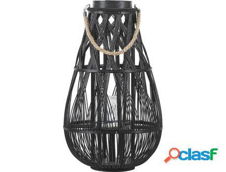 Pieza Decorativa Linterna Tonga (Negro - Madera de bambú