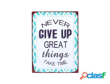 Placa Pared Give Up 25X33Cm Adorno Pared Placas Metal