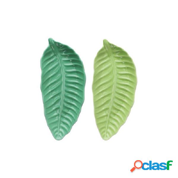 Plato de Stoneware Hoja verde 28x12cm Colores Surtidos