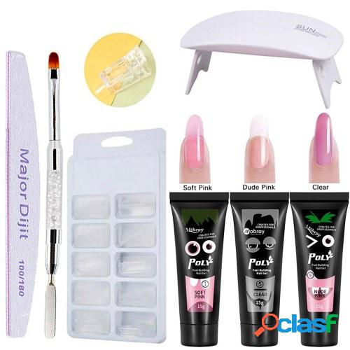Poly Gel 3 colores Herramientas de manicura de secado