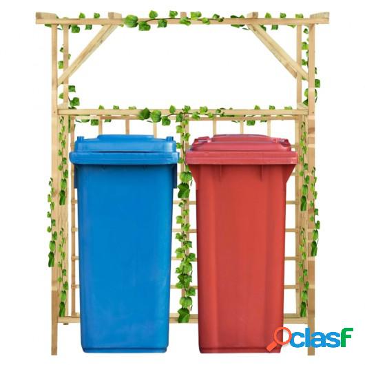 Pérgola de jardín para 2 cubos de basura madera pino