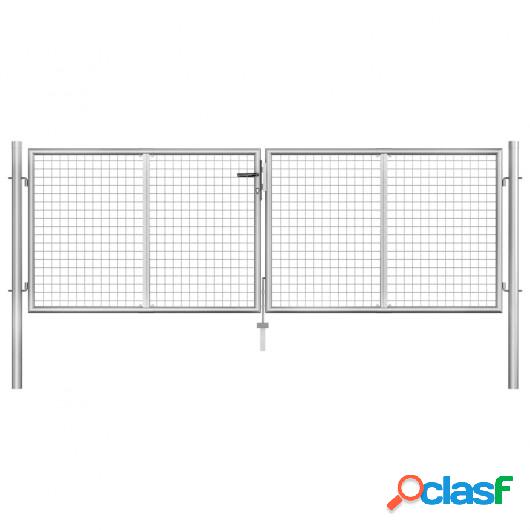 Puerta de jardín de acero galvanizado plateado 306x125 cm