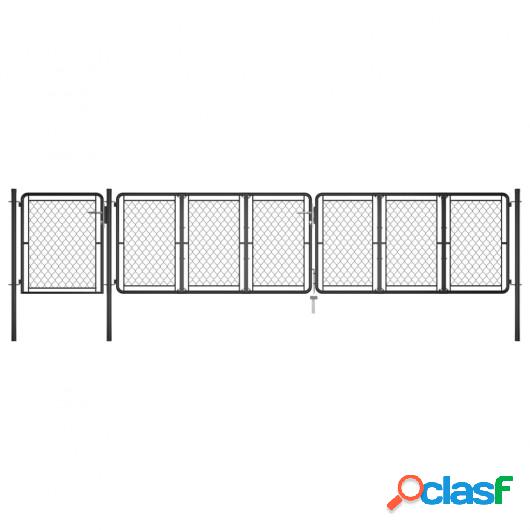 Puerta de valla para jardín acero gris antracita 100x495 cm