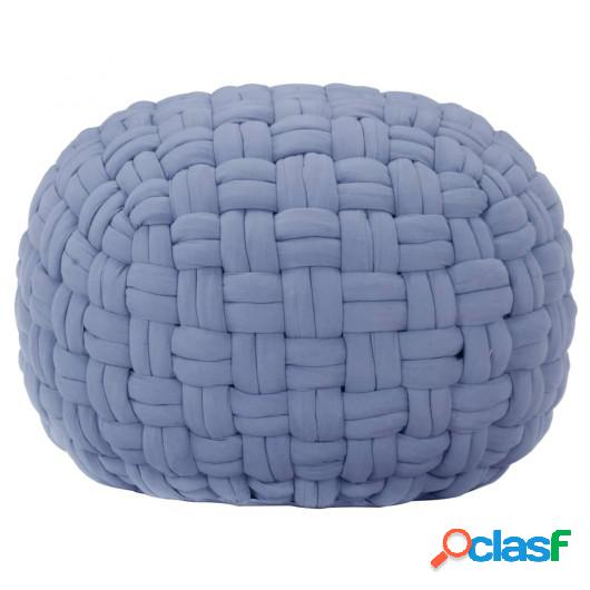 Puf de diseño trenzado de algodón azul 50x35 cm