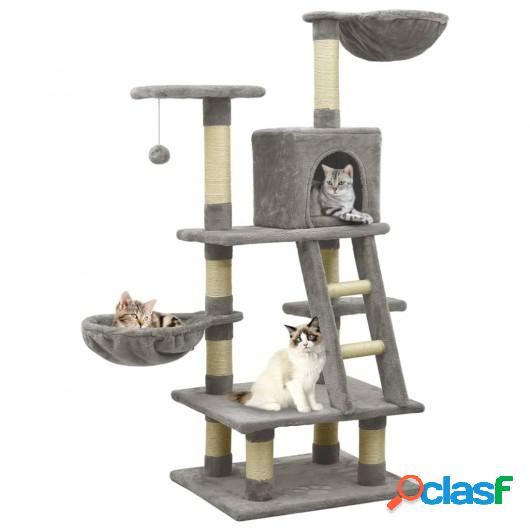 Rascador para gatos con postes de sisal 122 cm gris