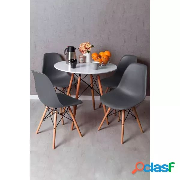 RegalosMiguel - Conjunto Mesa Tower Redonda 80 cm Blanca