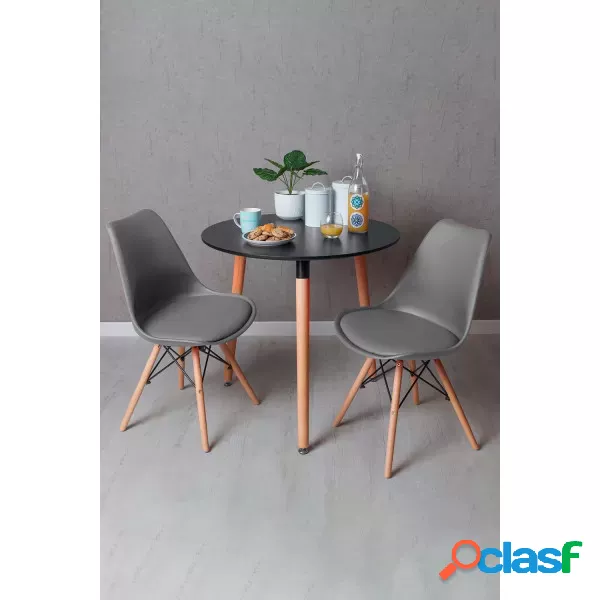 RegalosMiguel - Conjunto Mesa Tower Redonda 80 cm Negra y