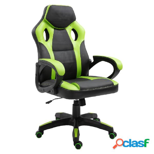 Rousseau Silla de gaming Spike de cuero sintético verde