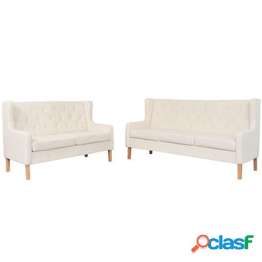 Set de sofás 2 piezas de tela color blanco crema